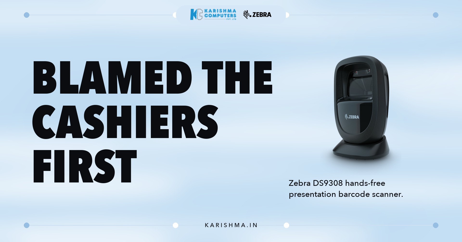 Zebra DS9308 hands-free presentation barcode scanner at a Delhi NCR retail checkout counter