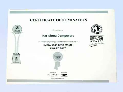 MSME Awards — Nomination — India 5000 Best MSME Awards certificate