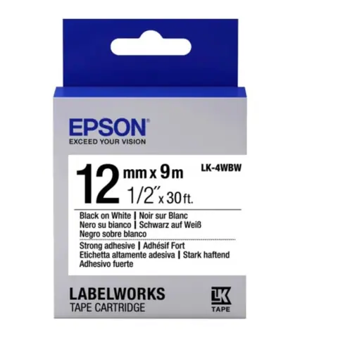 Epson Black on White Tape 12 mm LK-4WBN