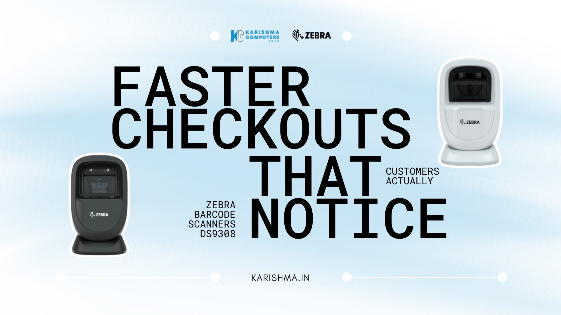 Zebra DS9308 omnidirectional barcode scanner deployed at retail checkout counter Delhi NCR