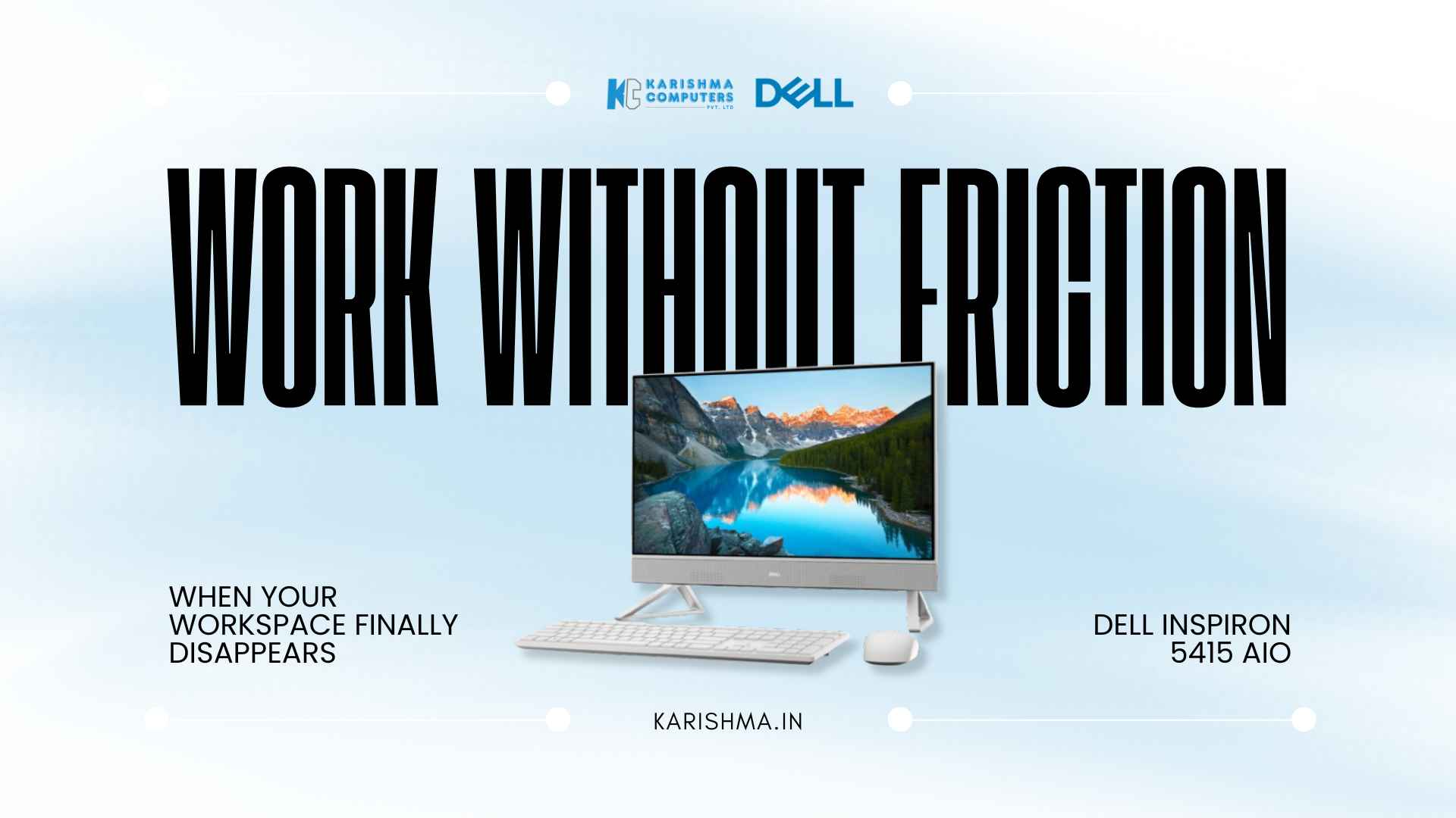 Dell Inspiron 5415 AIO all-in-one desktop with AMD Ryzen 5 processor in modern Delhi home office workspace eliminating cable clutter