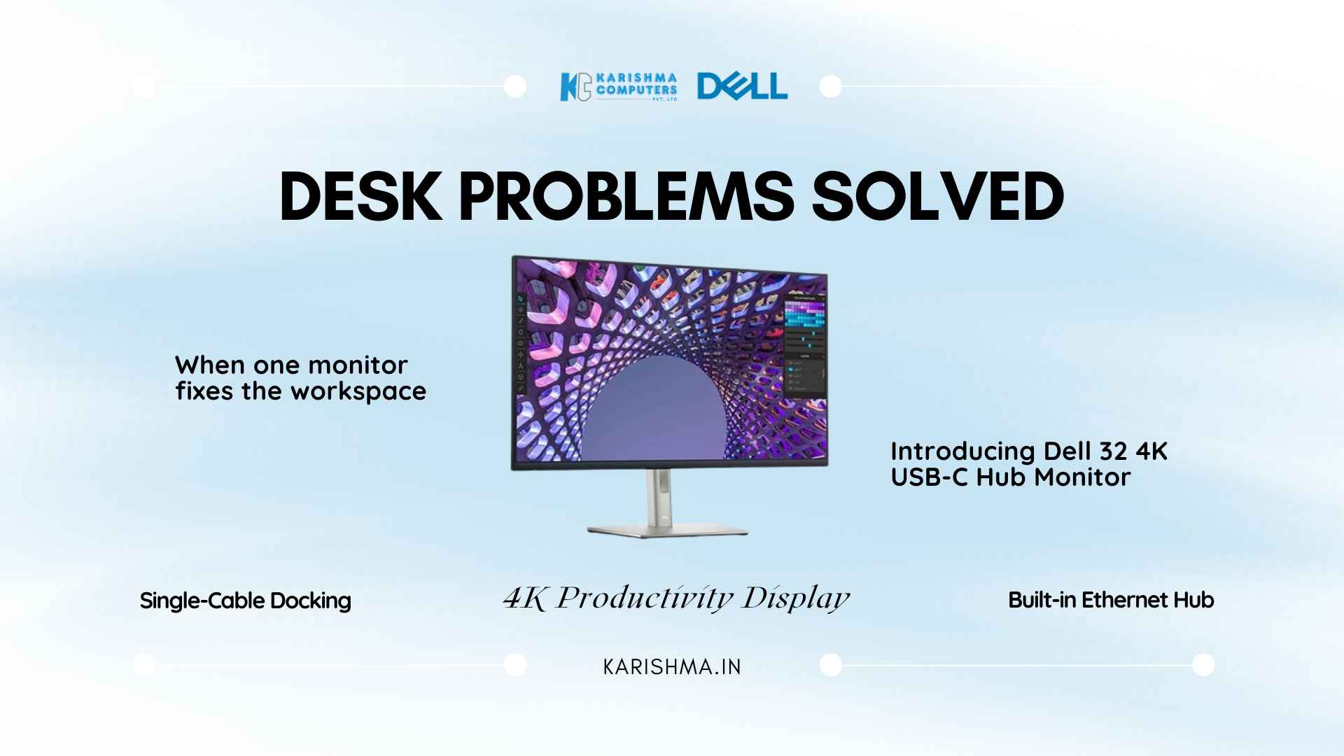 Dell 32 4K USB-C Hub Monitor P3223QE professional desk setup in Delhi NCR office