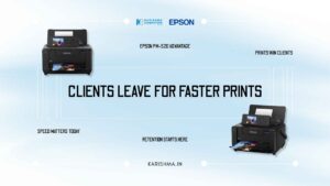 Epson PM-520 photo printer producing a borderless portrait print in a photography studio in South Delhi