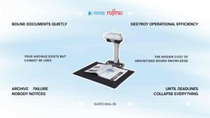 fujitsu-sv600-overhead-book-scanner-office-delhi-ncr.jpg | Alt: Fujitsu SV600 contactless overhead scanner on a professional office desk in Delhi NCR