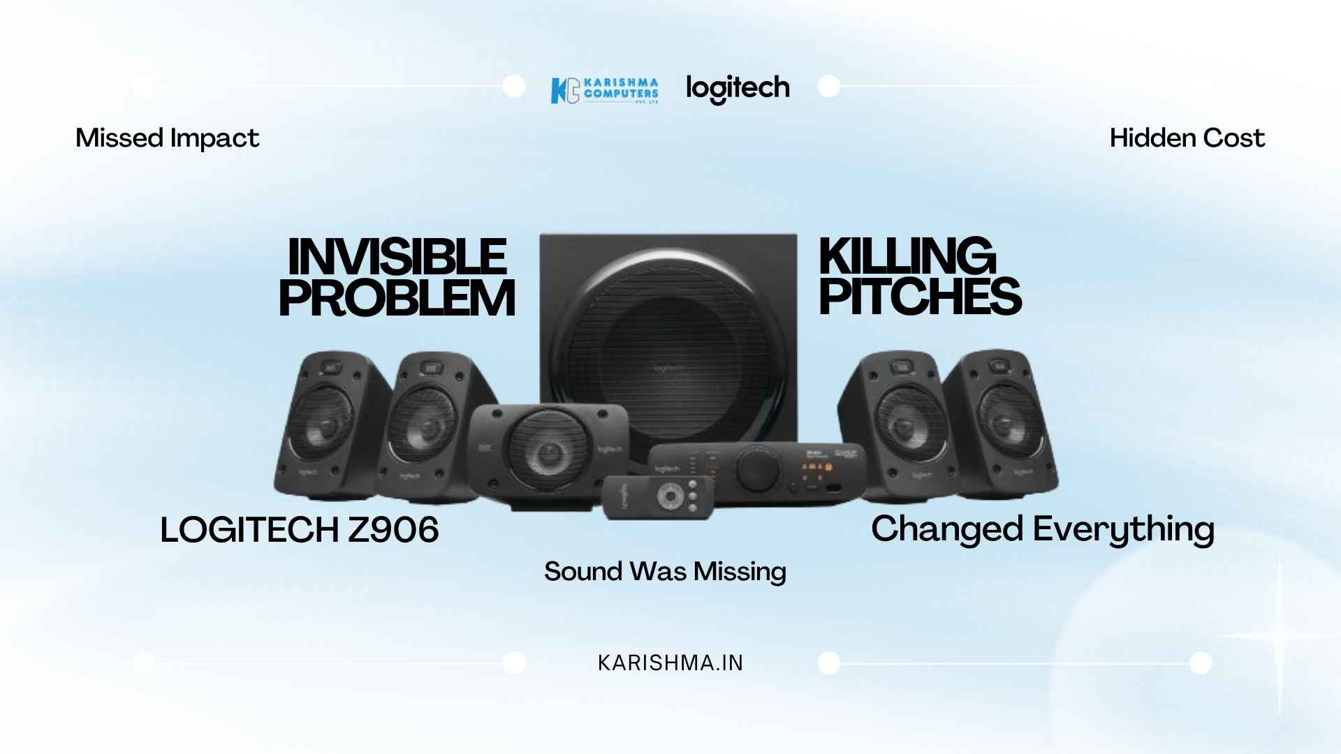 Logitech Z906 5.1 THX-certified surround sound system installed in a corporate screening room in Gurgaon