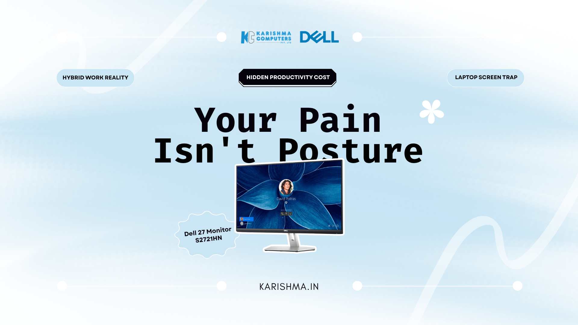 Dell 27 Monitor S2721HN positioned on a clean home office desk in a Gurgaon apartment