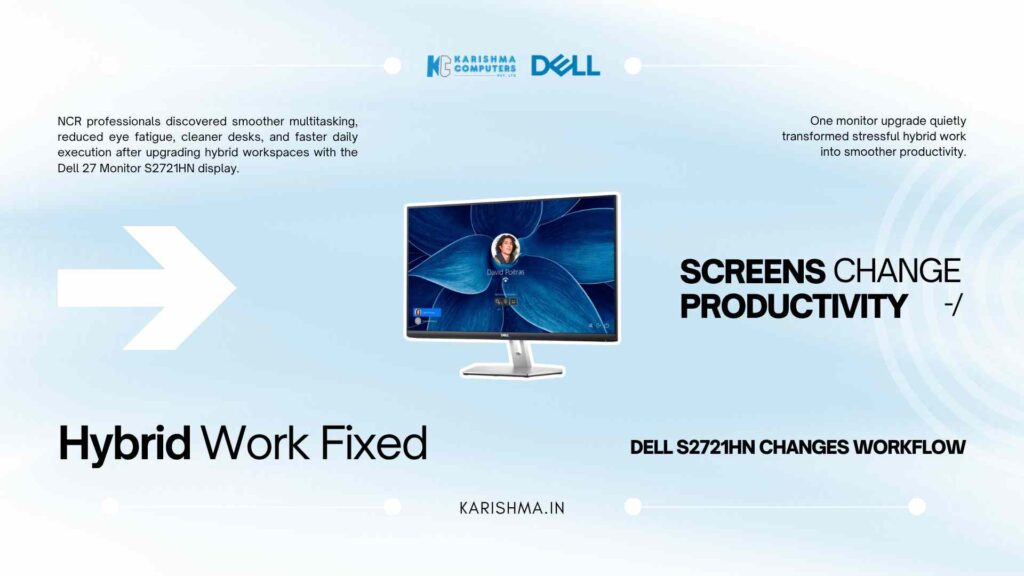 Dell 27 Monitor S2721HN paired with laptop on NCR home office desk