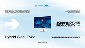 Dell 27 Monitor S2721HN paired with laptop on NCR home office desk