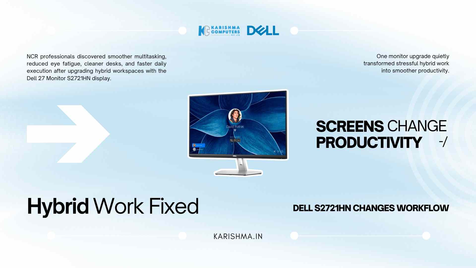 Dell 27 Monitor S2721HN paired with laptop on NCR home office desk