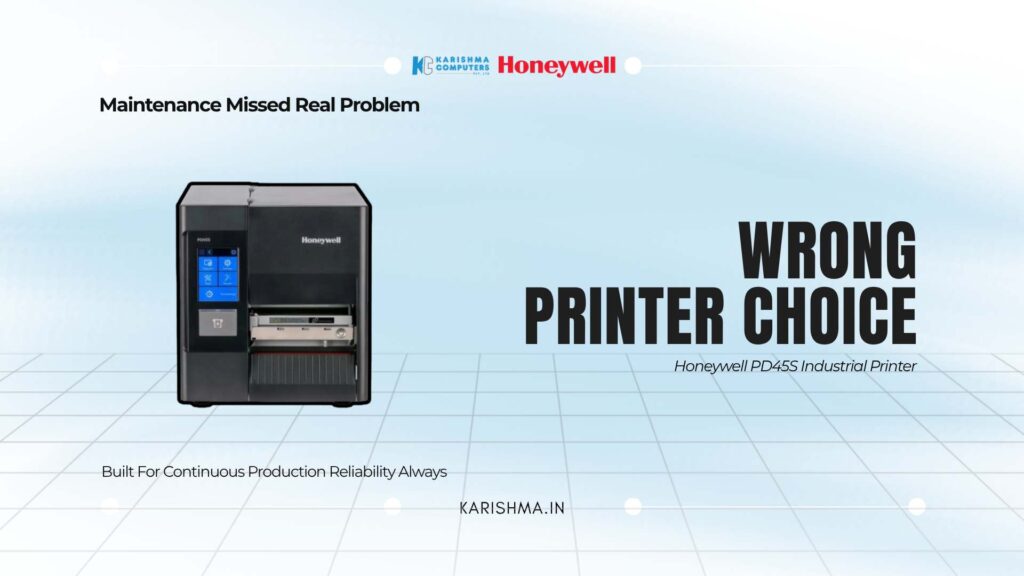 Honeywell PD45S 203 dpi industrial label printer on a Delhi NCR factory production line