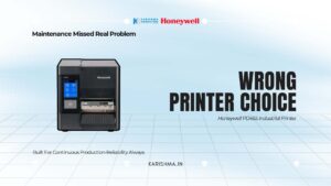 Honeywell PD45S 203 dpi industrial label printer on a Delhi NCR factory production line
