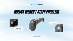 Zebra DS2208 handheld barcode scanner at a Delhi NCR retail checkout counter