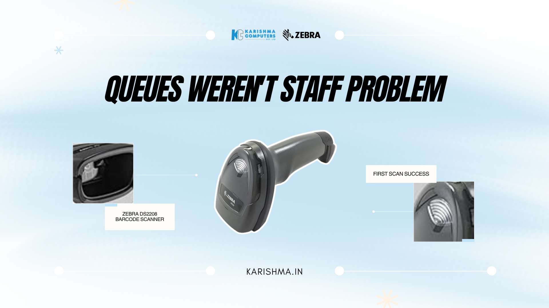 Blog 1 Zebra DS2208 handheld barcode scanner at a Delhi NCR retail checkout counter
