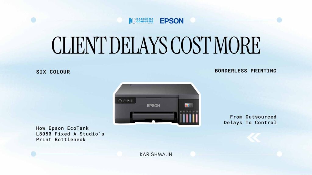 Epson EcoTank L8050 photo printer used in a Delhi NCR photography studio