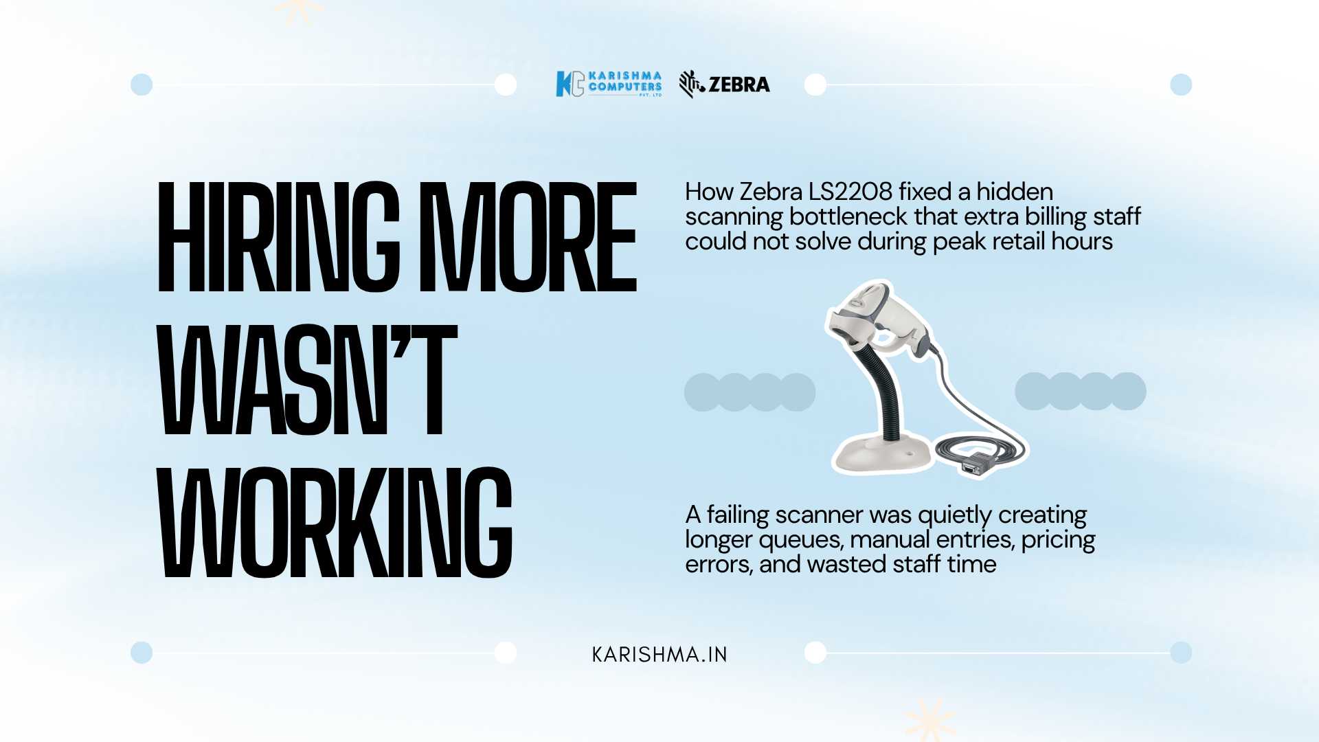Zebra LS2208 barcode scanner in use at a Delhi NCR retail billing counter